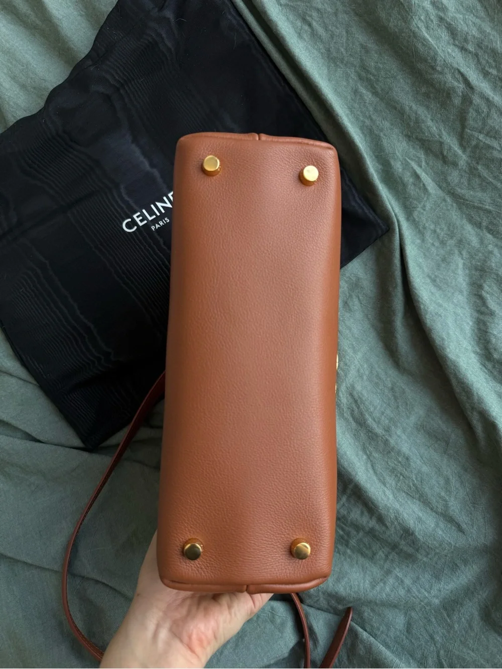 Celine Medium Nino Bag in Supple Grained Calfskin Leather in Tan
